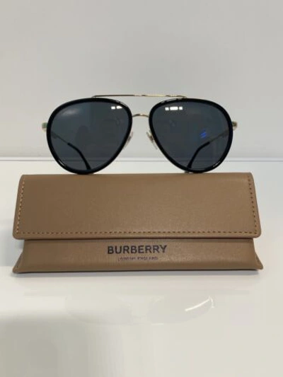 Pre-owned Burberry 3125 1017/81 Black Aviator Unisex Sunglasses 59mm In Gray