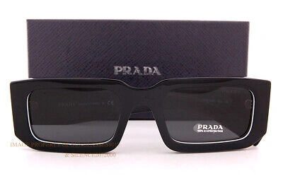 Pre-owned Prada Brand  Sunglasses Pr 06ys 09q 5s0 Black/white/dark Grey Men In Gray