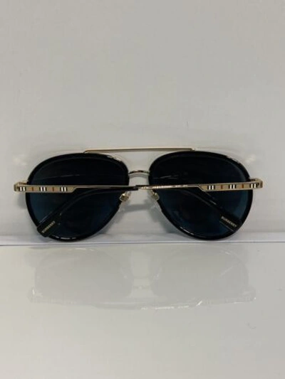 Pre-owned Burberry 3125 1017/81 Black Aviator Unisex Sunglasses 59mm In Gray