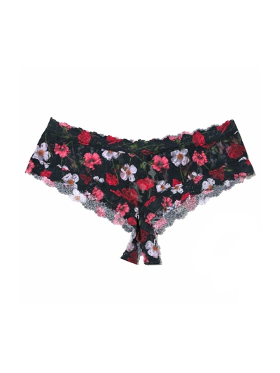 Shop Hanky Panky Printed Signature Lace Crotchless Cheeky Hipster In Multicolor