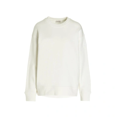 Shop Moncler Cotton Logo Sweatshirt In White