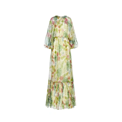 Shop Gucci Silk Printed Midi Dress In Green