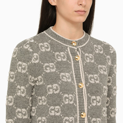 Shop Gucci Grey Wool Knit Cardigan Women In Gray