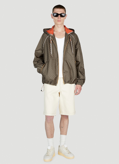 Shop Gucci Men Gg Hooded Track Jacket In Brown
