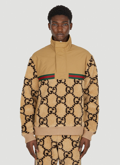 Gucci Logo jacquard Wool blend Fleece And Shell Half zip Track