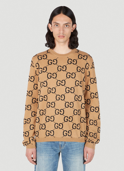 Shop Gucci Men Gg Jacquard Sweater In Cream