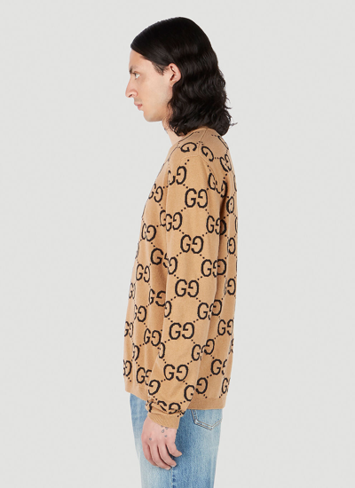 Shop Gucci Men Gg Jacquard Sweater In Cream