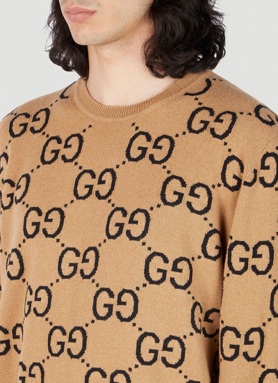 Shop Gucci Men Gg Jacquard Sweater In Cream