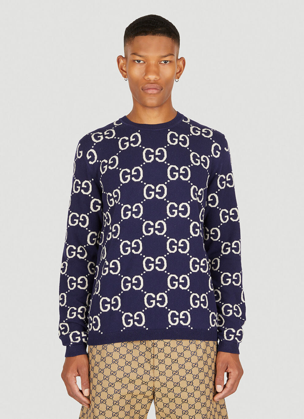 Gucci Blue Jacquard Sweater