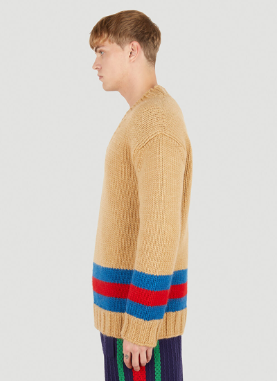 Shop Gucci Men Striped Sweater In Cream