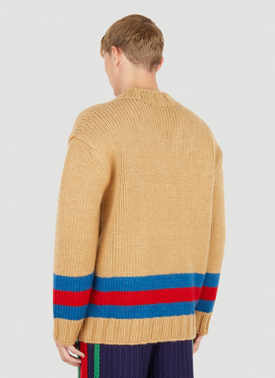 Shop Gucci Men Striped Sweater In Cream