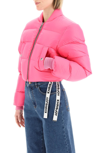 Shop Khrisjoy Cropped Puff Jacket Women In Pink