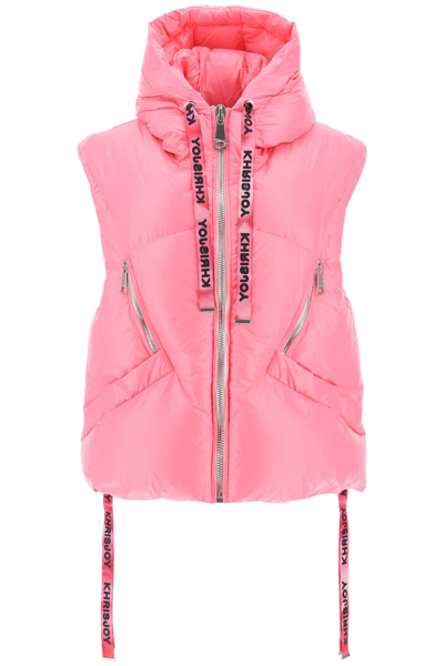 Shop Khrisjoy Oversized Puffer Vest With Hood Women In Pink