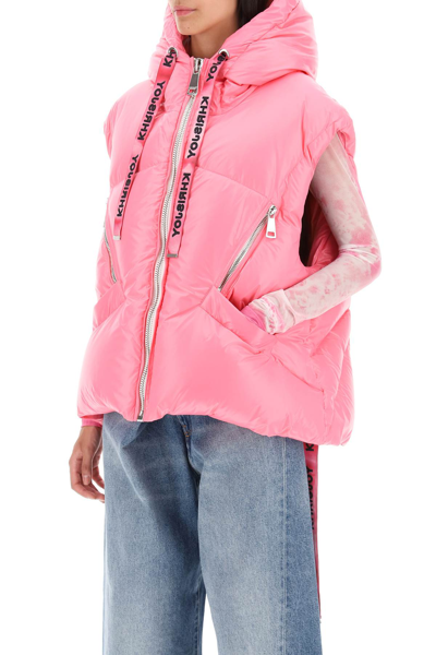 Shop Khrisjoy Oversized Puffer Vest With Hood Women In Pink