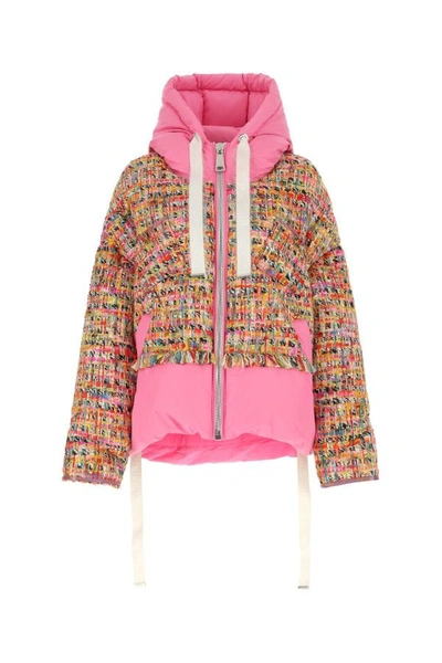 Shop Khrisjoy Woman Two-tone Tweed And Polyester Down Jacket In Multicolor
