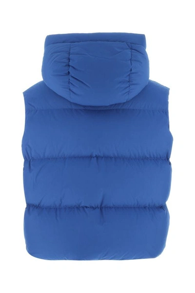 Shop Off-white Off White Man Blu Polyester Sleeveless Down Jacket In Blue