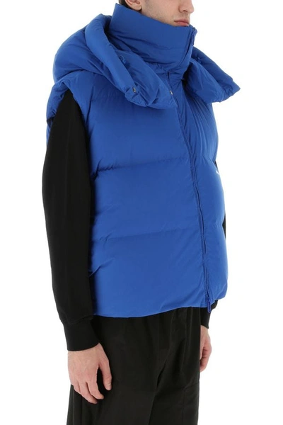 Shop Off-white Off White Man Blu Polyester Sleeveless Down Jacket In Blue