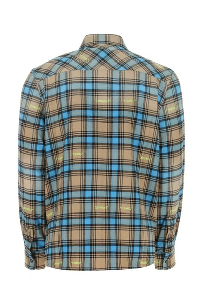 Shop Off-white Off White Man Embroidered Flannel Shirt In Multicolor