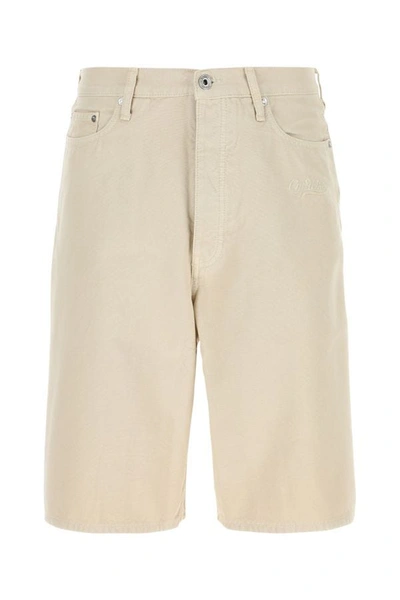 Shop Off-white Off White Man Sand Cotton Bermuda Shorts In Brown