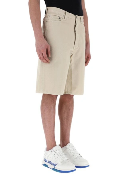 Shop Off-white Off White Man Sand Cotton Bermuda Shorts In Brown