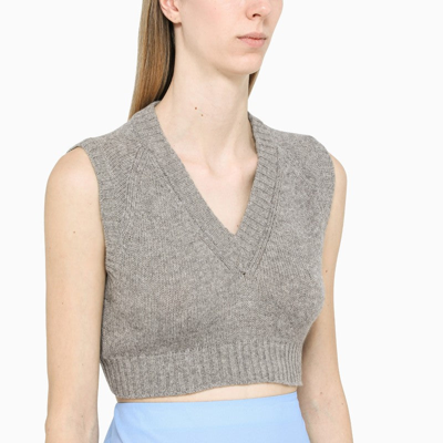 Shop Prada Grey Cashmere  Holiday Crop Vest Women In Gray