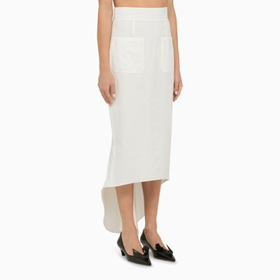 Shop Prada White Asymmetrical Midi Skirt Women