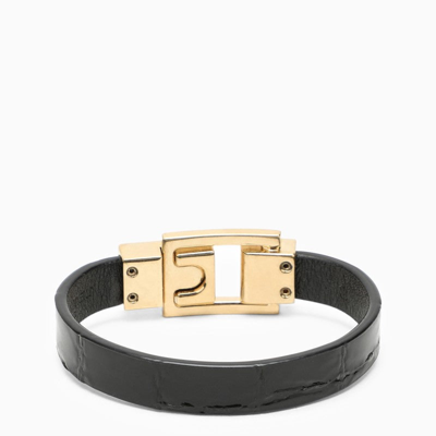 Shop Saint Laurent Le Carrã‰ Black Leather Bracelet Women