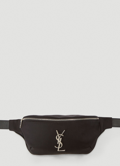 Shop Saint Laurent Men Monogram Canvas Belt Bag In Black