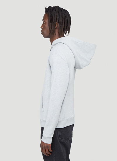 Shop Saint Laurent Men Logo-print Hooded Sweatshirt In Gray
