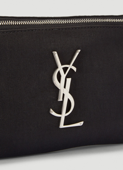 Shop Saint Laurent Men Monogram Canvas Belt Bag In Black