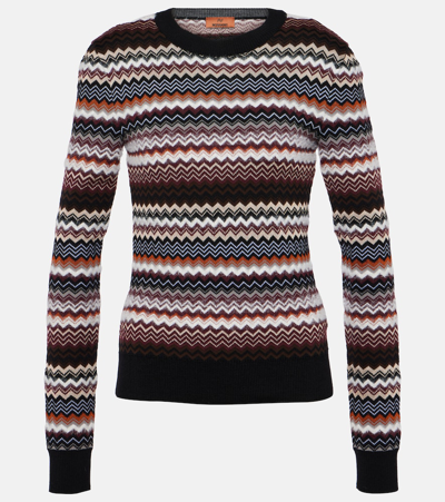 Shop Missoni Zig Zag Wool-blend Sweater In Multicoloured