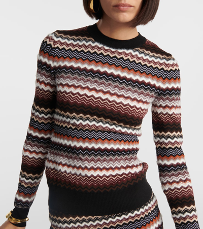 Shop Missoni Zig Zag Wool-blend Sweater In Multicoloured