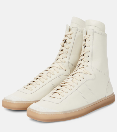Shop Lemaire Linoleum Boxing Leather Sneakers In White