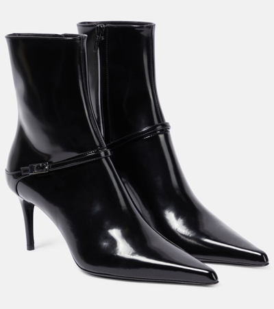 Shop Saint Laurent Hacker 70 Leather Ankle Boots In Black