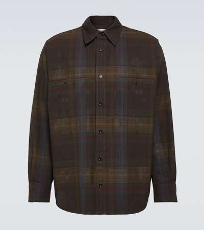 Shop Lemaire Checked Wool Shirt In Multicoloured