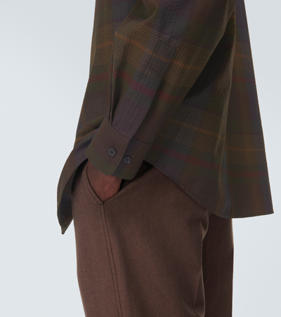 Shop Lemaire Checked Wool Shirt In Multicoloured