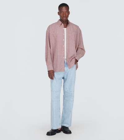Shop Our Legacy Borrowed Bd Checked Cotton-blend Shirt In Pink