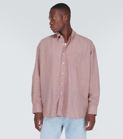 Shop Our Legacy Borrowed Bd Checked Cotton-blend Shirt In Pink