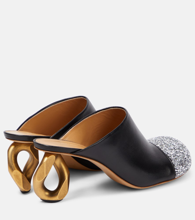Shop Jw Anderson Chain Embellished Leather Mules In Black