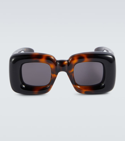 Shop Loewe Inflated Square Sunglasses In Black
