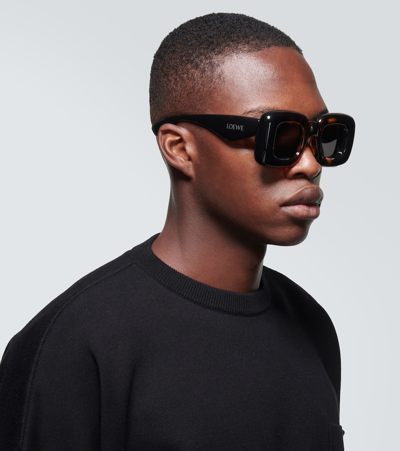 Shop Loewe Inflated Square Sunglasses In Black