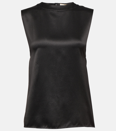 Saint Laurent Relaxed Fit Sleeveless Silk Top In Black