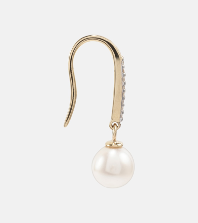 Mateo 14kt Gold Drop Earrings With Diamonds And Pearls In Gold