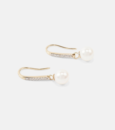 Mateo 14kt Gold Drop Earrings With Diamonds And Pearls In Gold