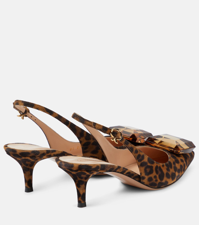 Gianvito Rossi Jaipur 55 Leopard-print Velvet Slingback Pumps In Multicoloured