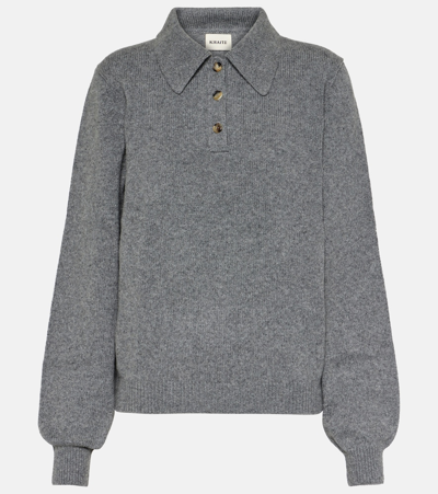 Shop Khaite Joey Cashmere-blend Polo Sweater In Grey