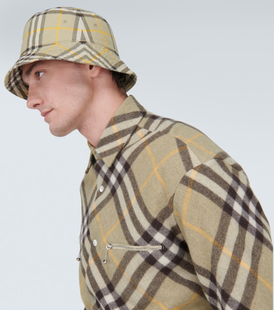 Burberry Check Wool Blend Overshirt In Multicoloured