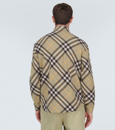 Burberry Check Wool Blend Overshirt In Multicoloured