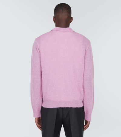 Shop Our Legacy Evening Polo Wool-blend Cardigan In Pink
