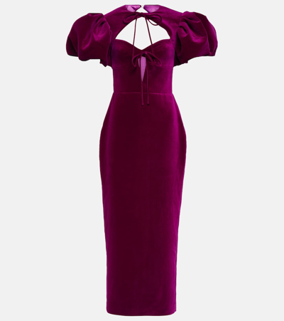 Shop Rasario Cutout Velvet Midi Dress In Purple